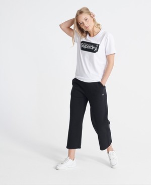 Superdry Edit Wide Leg Cropped Loopback Női Sportruházat Fekete | NJQTR0476